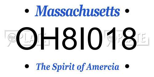 OH8I018 Massachusetts License Plate