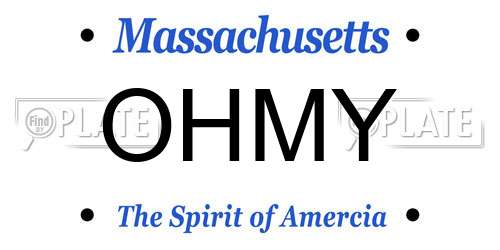 OHMY Massachusetts License Plate