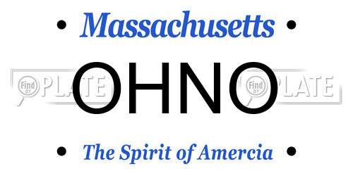 OHNO Massachusetts License Plate