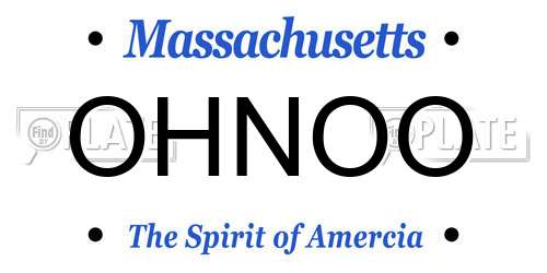 OHNOO Massachusetts License Plate