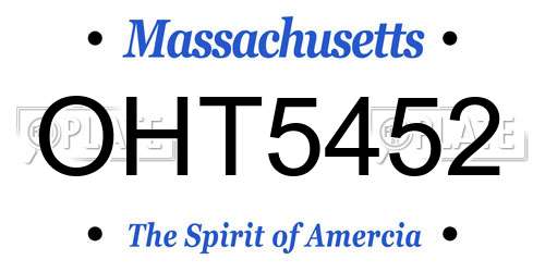 OHT5452 Massachusetts License Plate