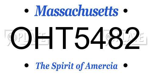 OHT5482 Massachusetts License Plate