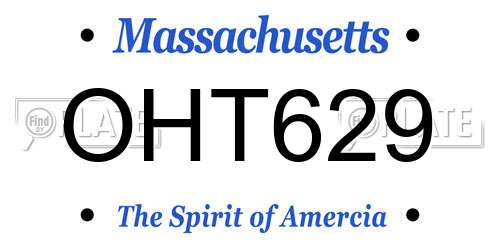 OHT629 Massachusetts License Plate