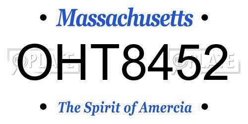 OHT8452 Massachusetts License Plate
