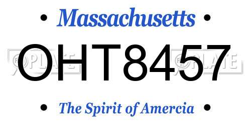OHT8457 Massachusetts License Plate