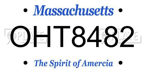 OHT8482 Massachusetts License Plate