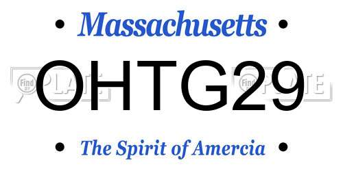 OHTG29 Massachusetts License Plate