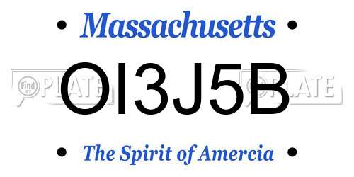 OI3J5B Massachusetts License Plate
