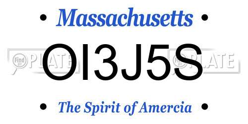 OI3J5S Massachusetts License Plate