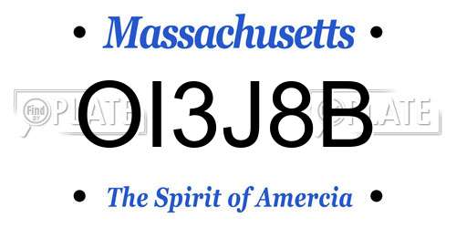 OI3J8B Massachusetts License Plate
