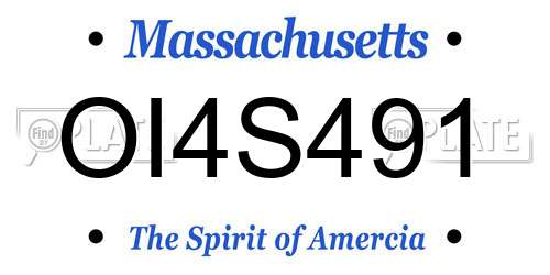 OI4S491 Massachusetts License Plate