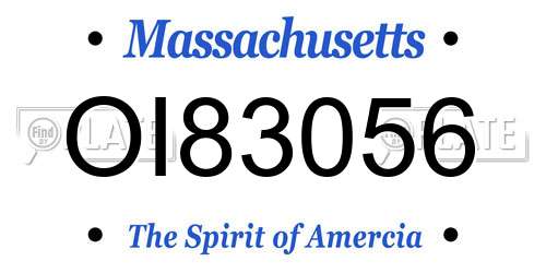 OI83056 Massachusetts License Plate
