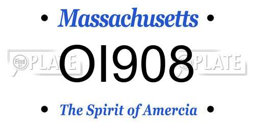 OI908 Massachusetts License Plate