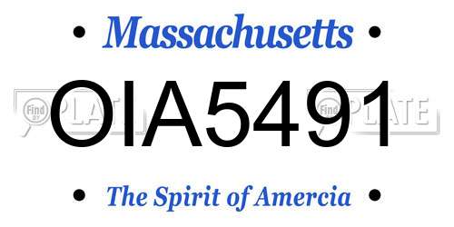 OIA5491 Massachusetts License Plate