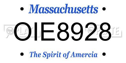 OIE8928 Massachusetts License Plate