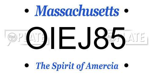 OIEJ85 Massachusetts License Plate