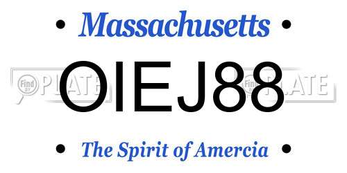 OIEJ88 Massachusetts License Plate