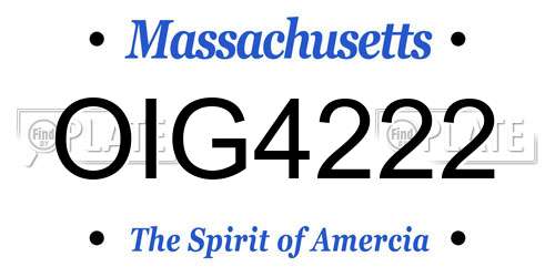 OIG4222 Massachusetts License Plate