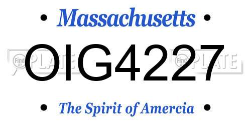 OIG4227 Massachusetts License Plate