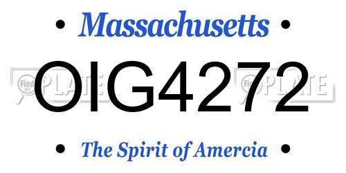 OIG4272 Massachusetts License Plate