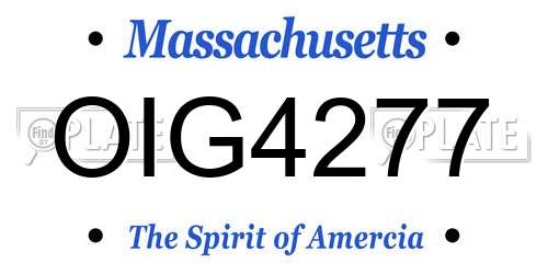 OIG4277 Massachusetts License Plate