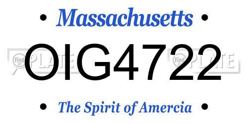OIG4722 Massachusetts License Plate