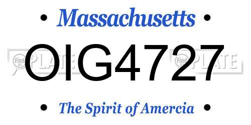 OIG4727 Massachusetts License Plate
