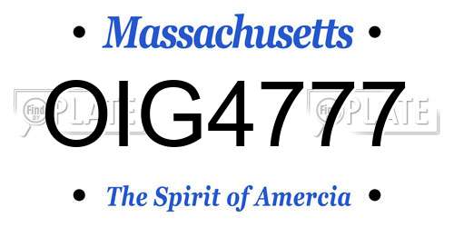 OIG4777 Massachusetts License Plate