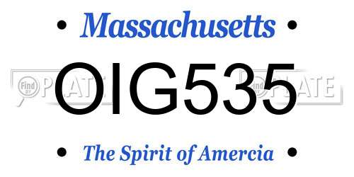 OIG535 Massachusetts License Plate