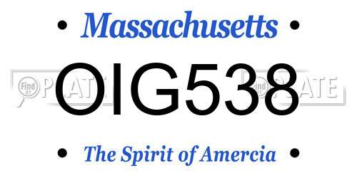 OIG538 Massachusetts License Plate