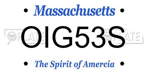OIG53S Massachusetts License Plate