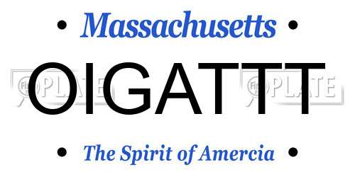 OIGATTT Massachusetts License Plate