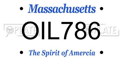 OIL786 Massachusetts License Plate