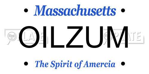 OILZUM Massachusetts License Plate