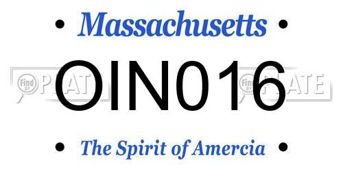 OIN016 Massachusetts License Plate
