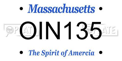 OIN135 Massachusetts License Plate