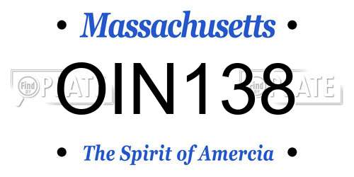 OIN138 Massachusetts License Plate