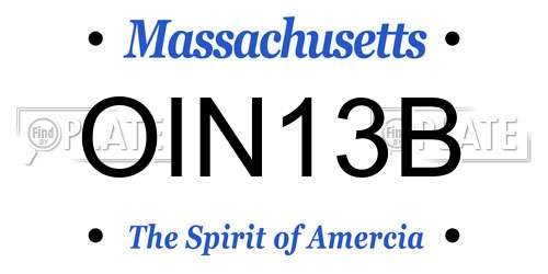 OIN13B Massachusetts License Plate