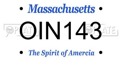 OIN143 Massachusetts License Plate