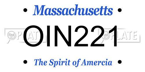 OIN221 Massachusetts License Plate