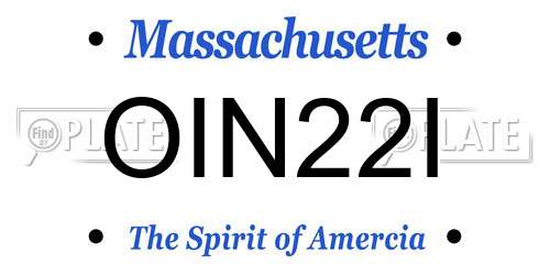 OIN22I Massachusetts License Plate