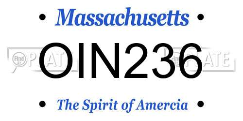 OIN236 Massachusetts License Plate