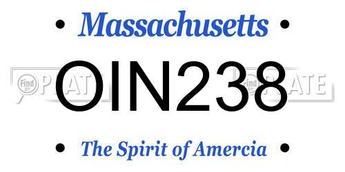 OIN238 Massachusetts License Plate