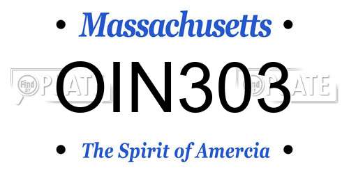 OIN303 Massachusetts License Plate