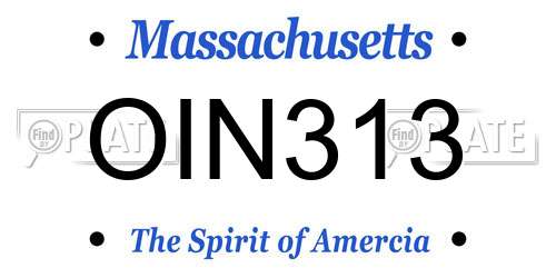 OIN313 Massachusetts License Plate
