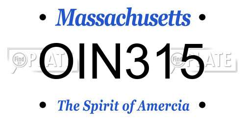 OIN315 Massachusetts License Plate