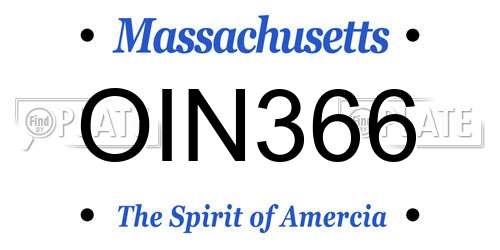 OIN366 Massachusetts License Plate