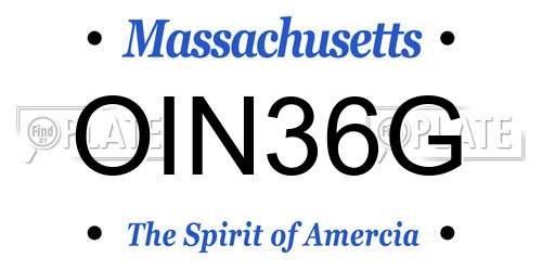 OIN36G Massachusetts License Plate