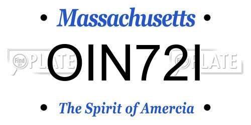 OIN72I Massachusetts License Plate