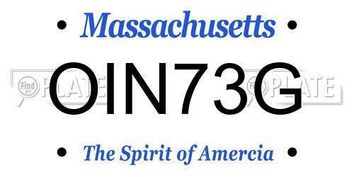 OIN73G Massachusetts License Plate